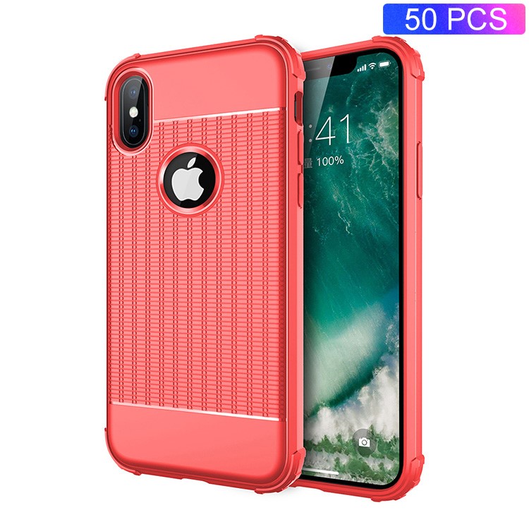 

50pcs / Set Падающая-упорная Крышка TPU Для Iphone XS / X 5,8 Дюйма - Красный, iPhone XS 5.8 inch