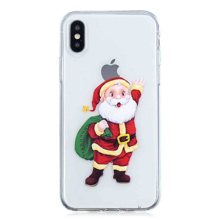 

Рождественская Модель Печати Чехол Для Мобильного Телефона TPU Для Iphone XS Max 6.5 Inch - Дед Мороз, iPhone XS Max 6.5 inch