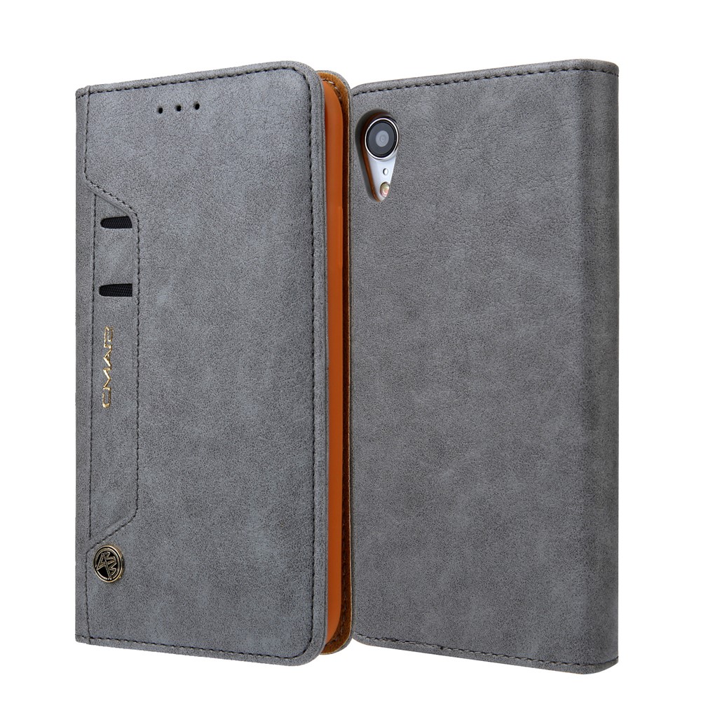 CMAI2 PU Leather Stand Wallet Mobile Cover for iPhone XR 6.1 inch - Grey