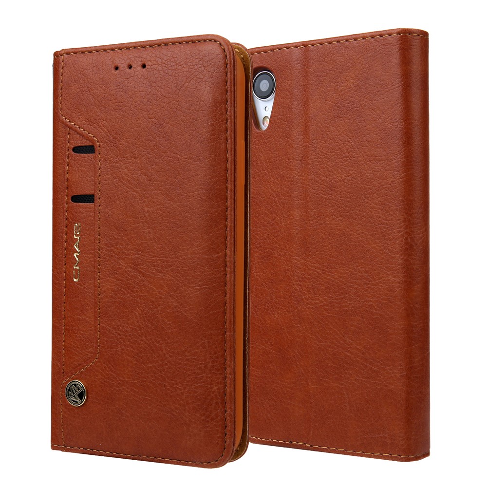 CMAI2 PU Leather Stand Wallet Protective Cellphone Casing for iPhone XR 6.1 inch - Brown