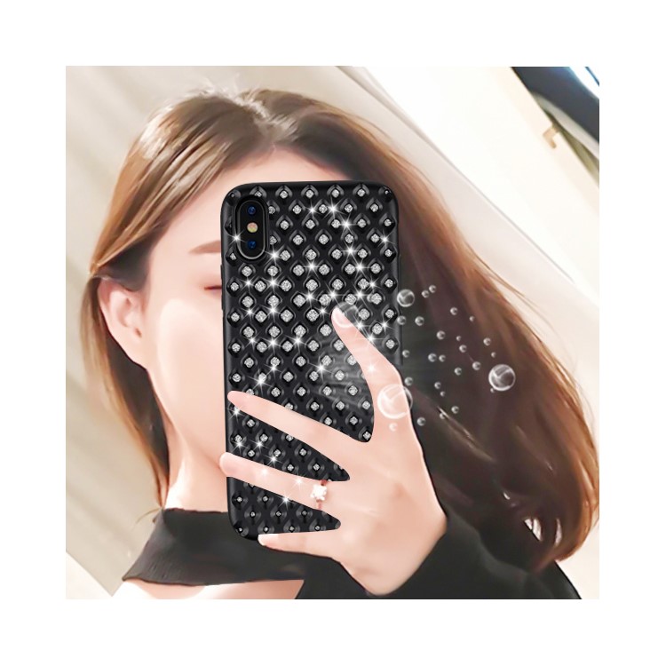 HOWNMAK Glitter Powder Shockproof TPU Hybrid Mobile Phone Case for iPhone X / XS - Black-5