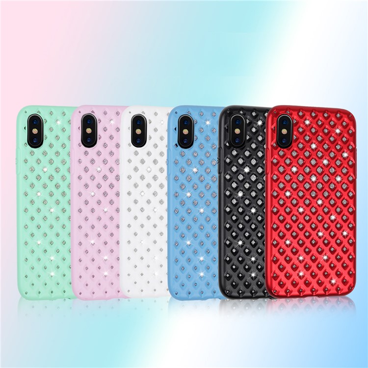 HOWNMAK Glitter Powder Shockproof TPU Hybrid Mobile Phone Case for iPhone X / XS - Black-7