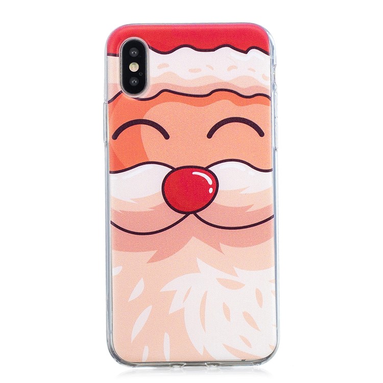 

Рождественский Шаблон Печати ТПУ Желе Покрытие Для Iphone XS / X 5,8 Дюйма - Прекрасный Санта-Клаус, iPhone Xs