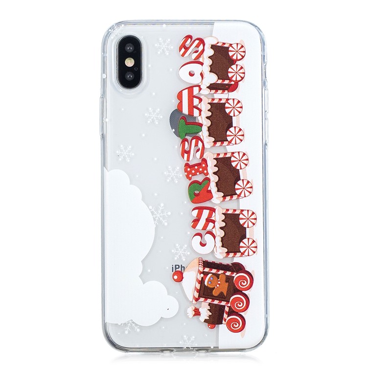 

Christmas Pattern Printing TPU Jelly Shell for iPhone XS / X 5.8 inch - Christmas Carts, iPhone Xs