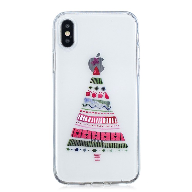 

Рождественский Шаблон Печати ТПУ Желе Корпус Для Iphone XS / X 5,8 Дюйма - Раскрашенная Рождественская Елка, iPhone Xs