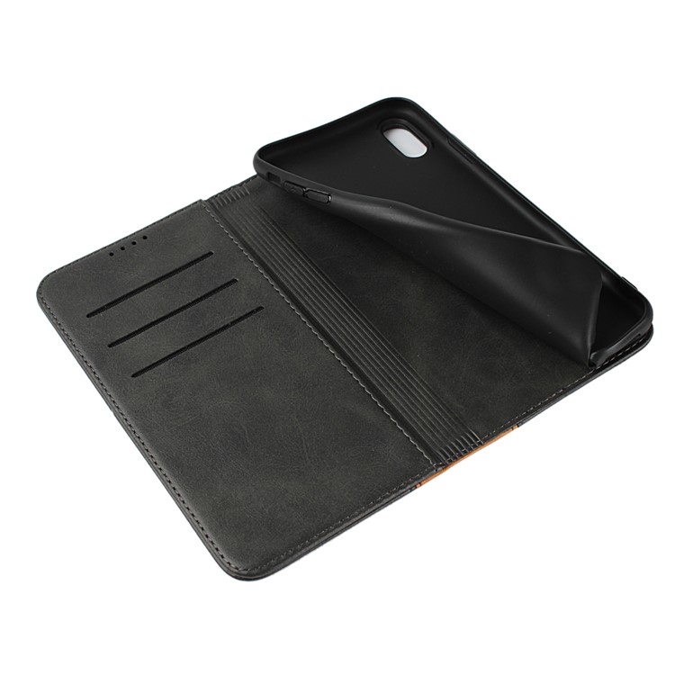 Bi-color Splicing Magnetic Case Stand Leather Wallet Case for iPhone XS Max 6.5 inch - Black-2