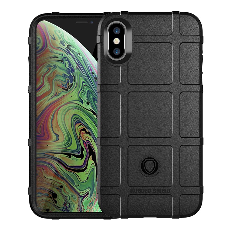 Anti-shock Square Grid Texture Soft TPU Phone Case for iPhone XS Max 6.5 inch - Black-1