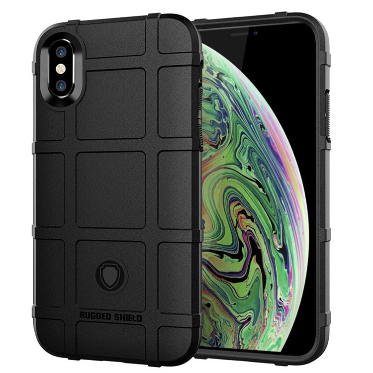 Anti-shock Square Grid Texture Soft TPU Phone Case for iPhone XS Max 6.5 inch - Black-2