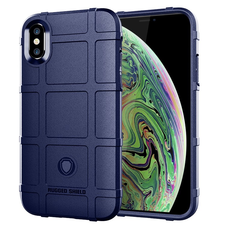 Анти-ударная квадратная сетка текстура мягкая оболочка корпуса tpu для iphone xs max 6.5 inch - синий