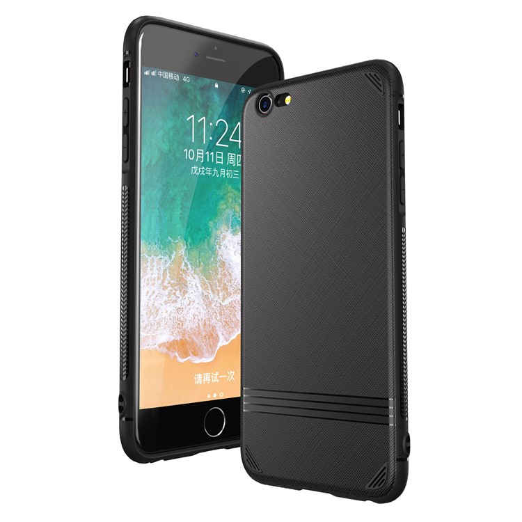 For iPhone 6s / 6 4.7-inch Cross Texture TPU Case - Black-3