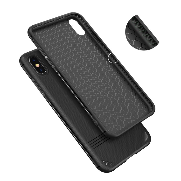 For iPhone XS Max 6.5 inch Cross Texture TPU Cellphone Cover - Black-10