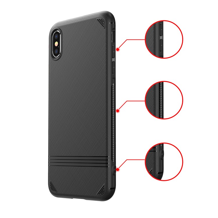 For iPhone XS Max 6.5 inch Cross Texture TPU Cellphone Cover - Black-17