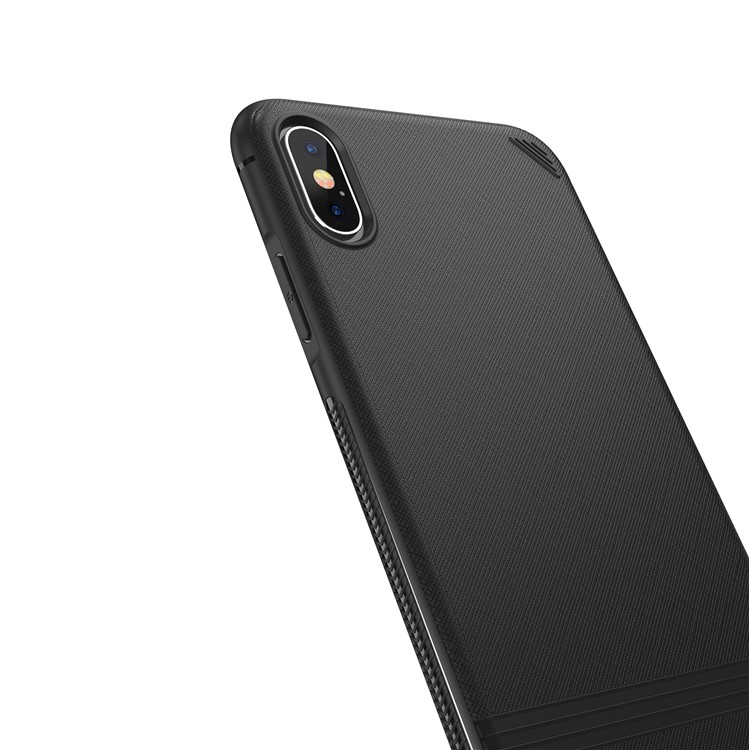 For iPhone XS Max 6.5 inch Cross Texture TPU Cellphone Cover - Black-5