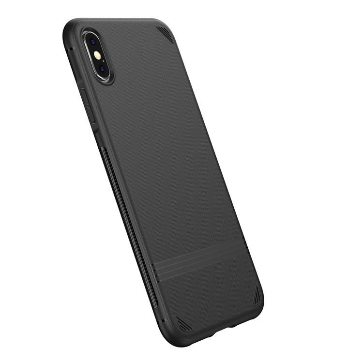 For iPhone XS Max 6.5 inch Cross Texture TPU Cellphone Cover - Black-8