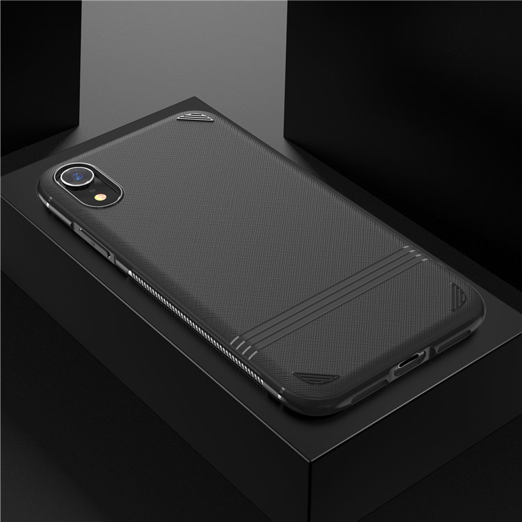 For iPhone XR 6.1 inch Cross Texture TPU Shell - Black-1