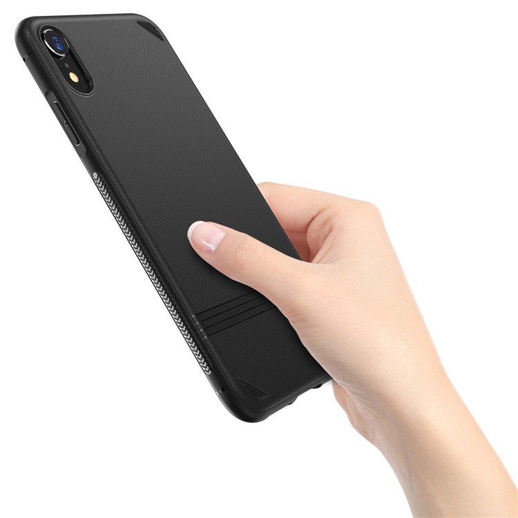 For iPhone XR 6.1 inch Cross Texture TPU Shell - Black-15