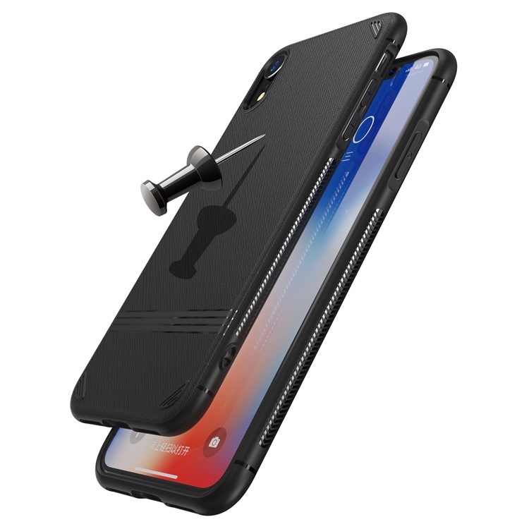 For iPhone XR 6.1 inch Cross Texture TPU Shell - Black-16