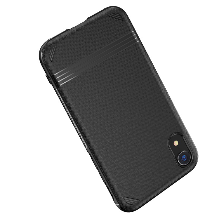 For iPhone XR 6.1 inch Cross Texture TPU Shell - Black-3