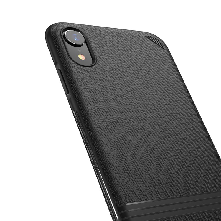 For iPhone XR 6.1 inch Cross Texture TPU Shell - Black-5