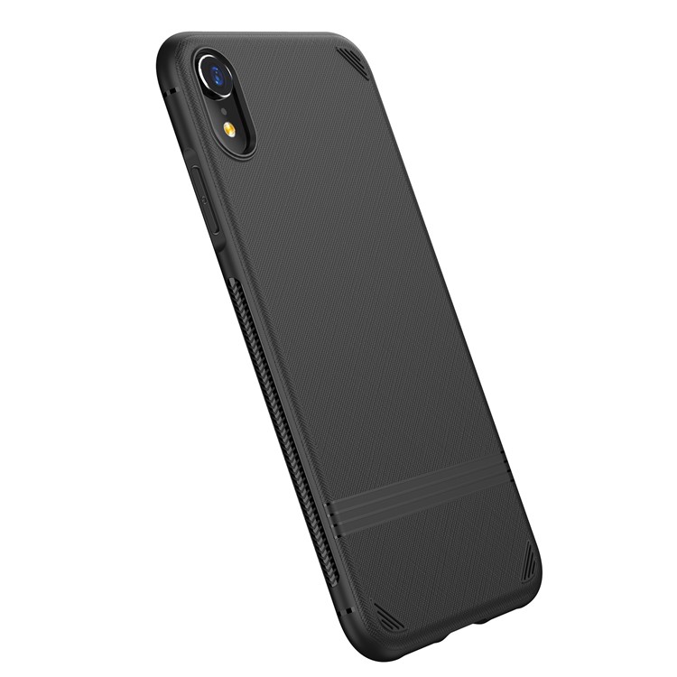 For iPhone XR 6.1 inch Cross Texture TPU Shell - Black-7