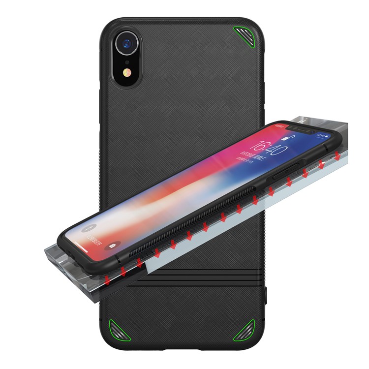 For iPhone XR 6.1 inch Cross Texture TPU Shell - Black-8