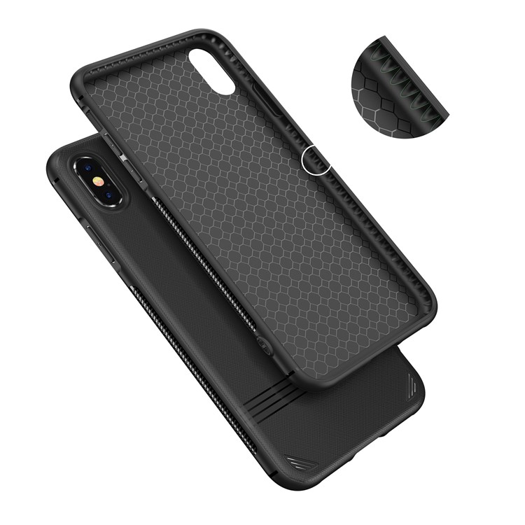 For iPhone X/XS 5.8 inch Cross Texture TPU Phone Casing - Black-10