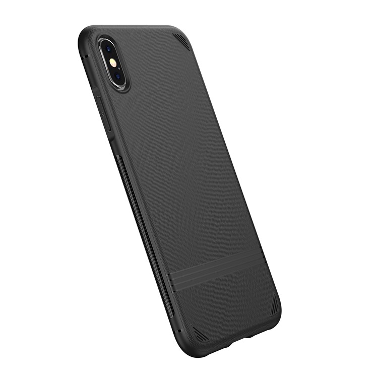 For iPhone X/XS 5.8 inch Cross Texture TPU Phone Casing - Black-8