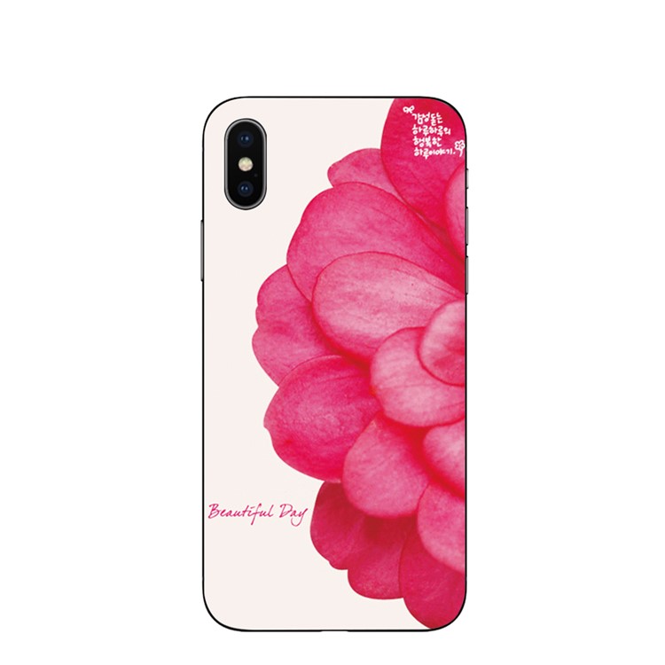 Pattern Printing Soft TPU Case for iPhone XS/X 5.8 inch - Rose Flower-1