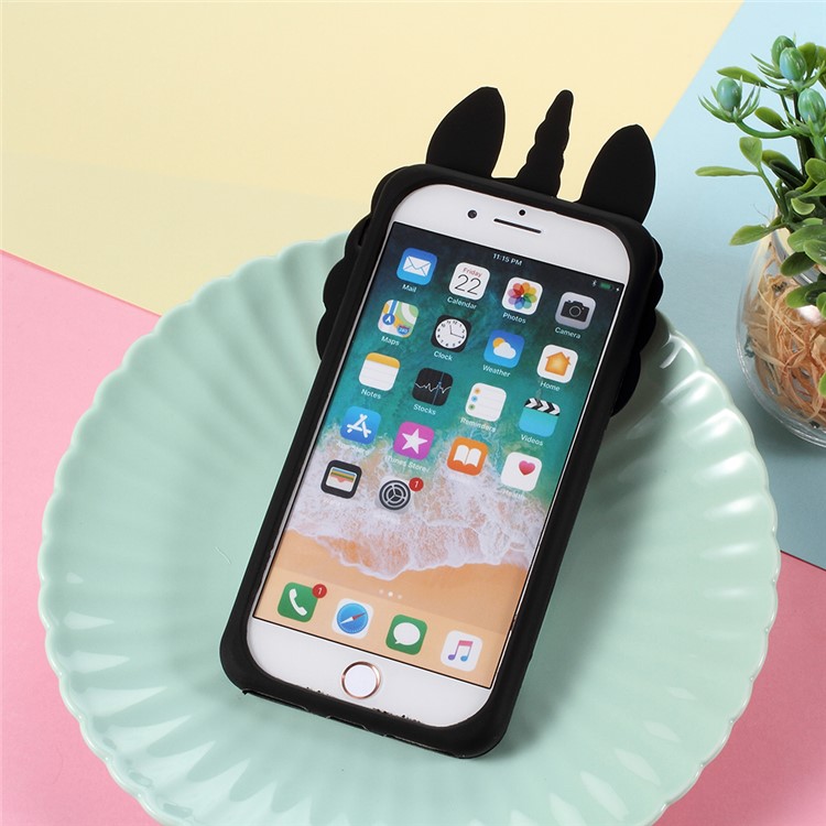 3D Unicorn Pattern Silicone Back Case for iPhone 8 Plus / 7 Plus 5.5 inch - Black-2