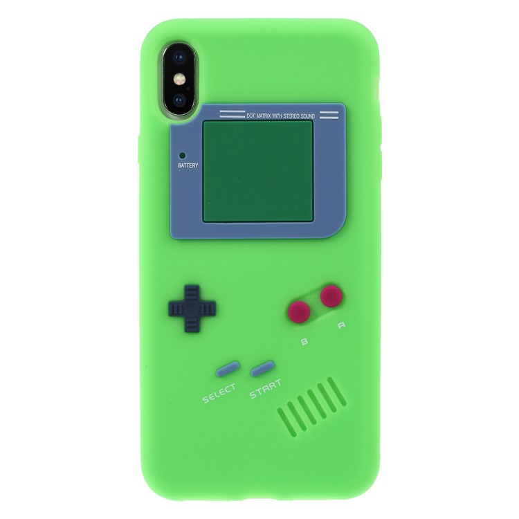 

3D Game Boy Soft Silicone Cell Phone Cover for iPhone XS Max 6.5 inch - Green, iPhone XS Max