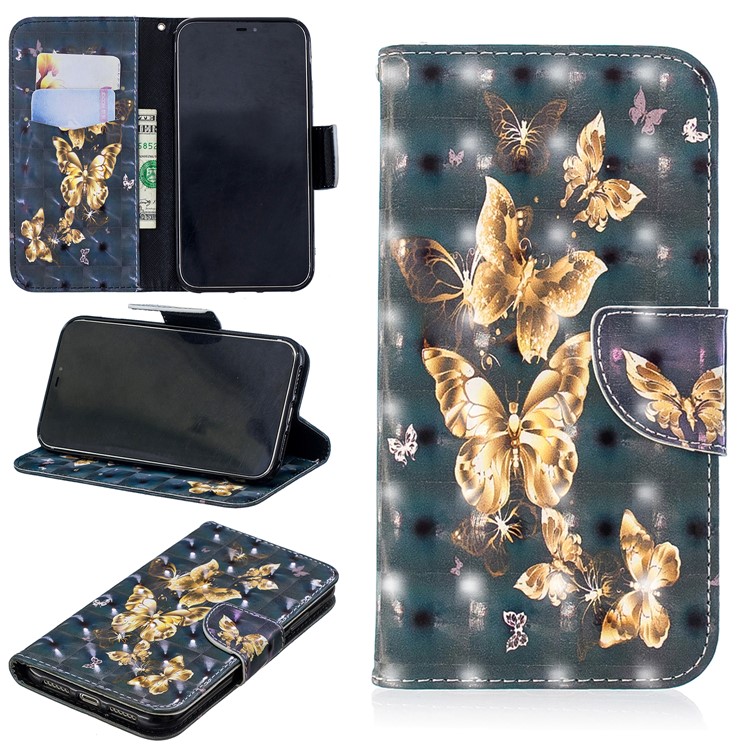 

Pattern Printing Light Spot Decor Leather Wallet Shell for iPhone XR 6.1 inch - Flying Butterfly, iPhone XR