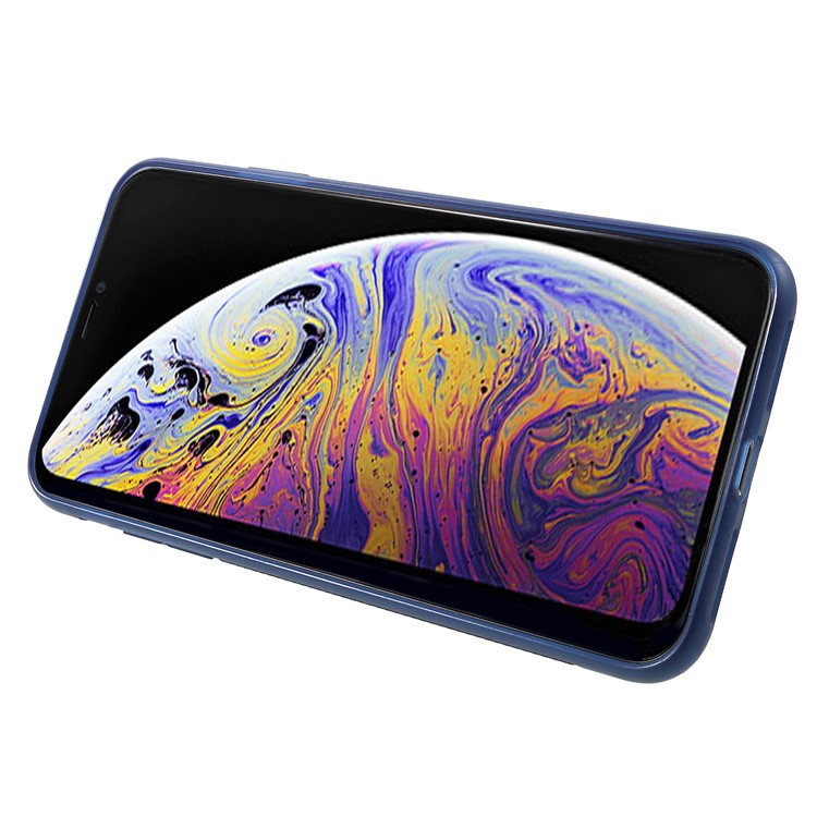 ROAR KOREA Aura Serie Cubierta De TPU Con Soporte De Cuero De PU Para Iphone XS Max 6.5 Pulgadas - Azul-4