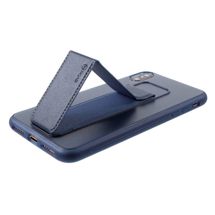 ROAR KOREA Aura Serie Cubierta De TPU Con Soporte De Cuero De PU Para Iphone XS Max 6.5 Pulgadas - Azul-7