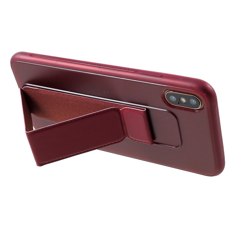Estuche De TPU ROAR KOREA Aura Series Con Pie De Apoyo De Cuero De PU Para Iphone XS Max 6.5 Pulgadas - Rojo-5