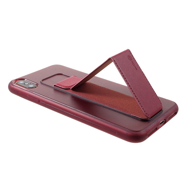 Estuche De TPU ROAR KOREA Aura Series Con Pie De Apoyo De Cuero De PU Para Iphone XS Max 6.5 Pulgadas - Rojo-7