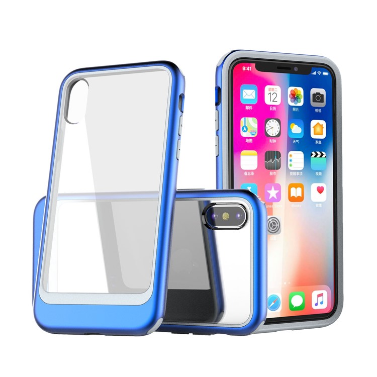 Detachable Transparent Plastic Cell Phone Case for iPhone XS 5.8-inch - Blue-4