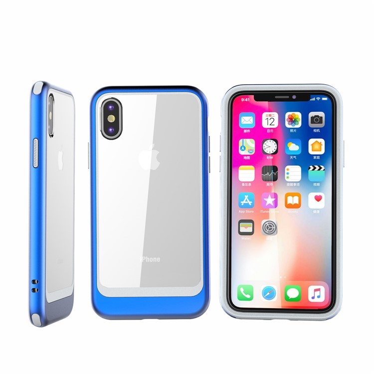 Detachable Transparent Plastic Cell Phone Case for iPhone XS 5.8-inch - Blue-5