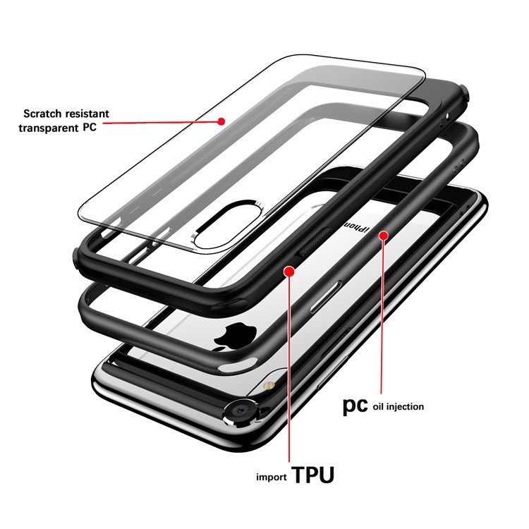 Detachable Transparent PC TPU Phone Casing for iPhone XR 6.1 inch - Black-7