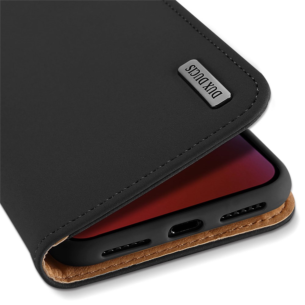 DUX DUCIS Wish Series for iPhone XR 6.1 inch Genuine Leather Wallet Mobile Case (CNAS/CMA Certified) - Black-3