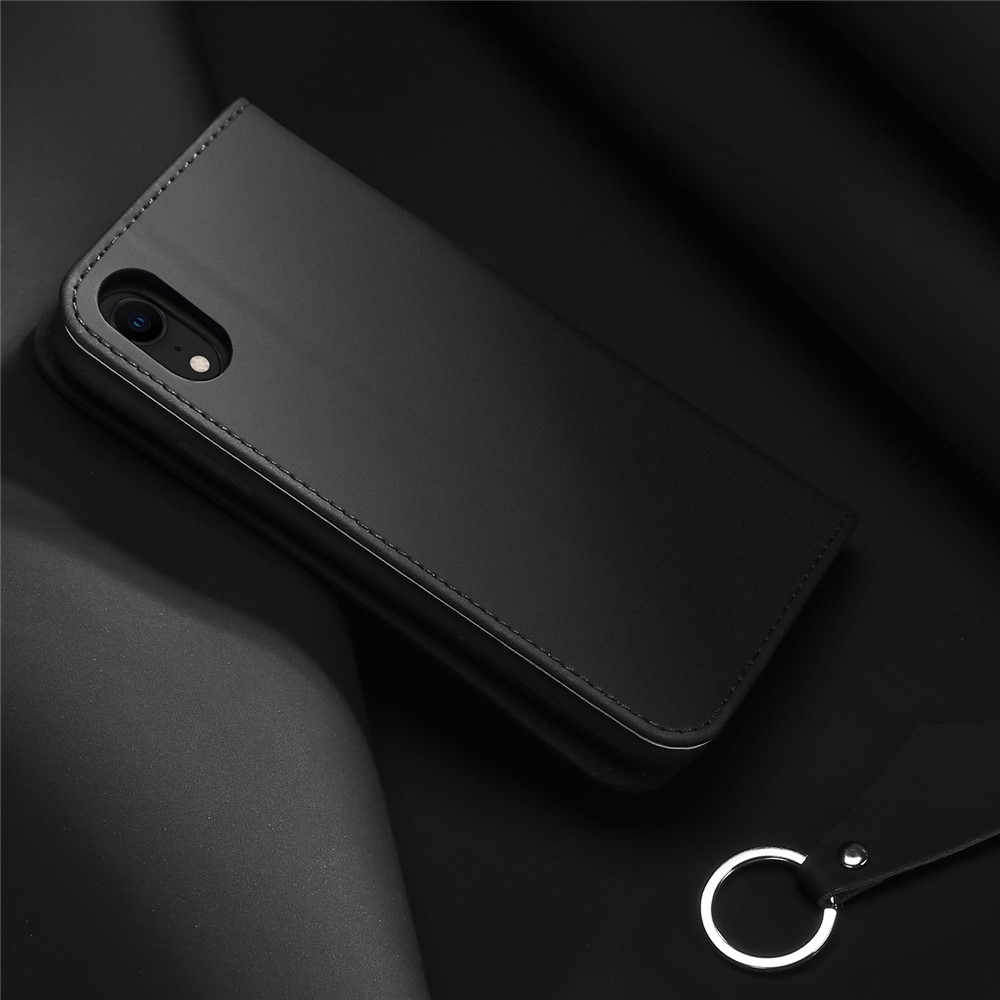 DUX DUCIS Wish Series for iPhone XR 6.1 inch Genuine Leather Wallet Mobile Case (CNAS/CMA Certified) - Black-4