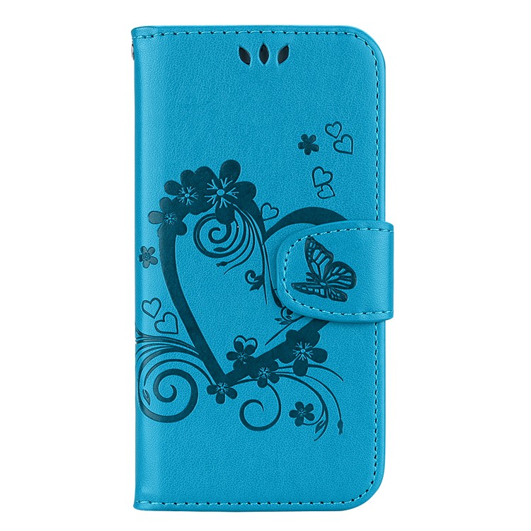 

Впечатанная Любящая Кожаная Кожаная Сумка Для Кошелька Для Iphone XS 5.8 Inch - Синий, iPhone Xs