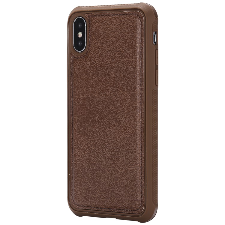 Detachable 2-in-1 TPU Case + Zipper Wallet Stand Leather Portable Casing for iPhone XS / X 5.8 inch - Brown-8