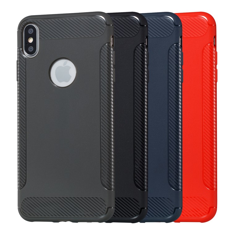 Carbon Fiber Texture Soft TPU Phone Protection Casing for iPhone XS/ X - Black-7