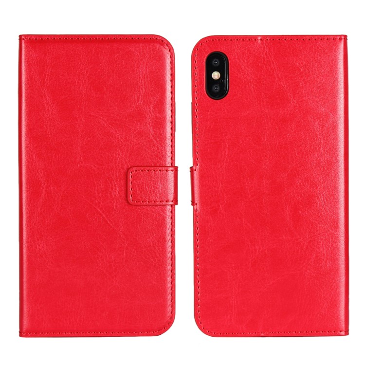 

Сумасшедший Кожаный Кожаный Чехол Для Кошелька Для Iphone XS Max 6.5 Inch - Красный, iPhone XS Max