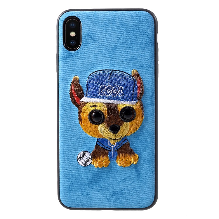 

3D MUTURAL Embroidery PU Leather Coated Plastic Mobile Phone Case for iPhone XS Max 6.5 inch - Cool Dog, iPhone XS Max 6.5 inch