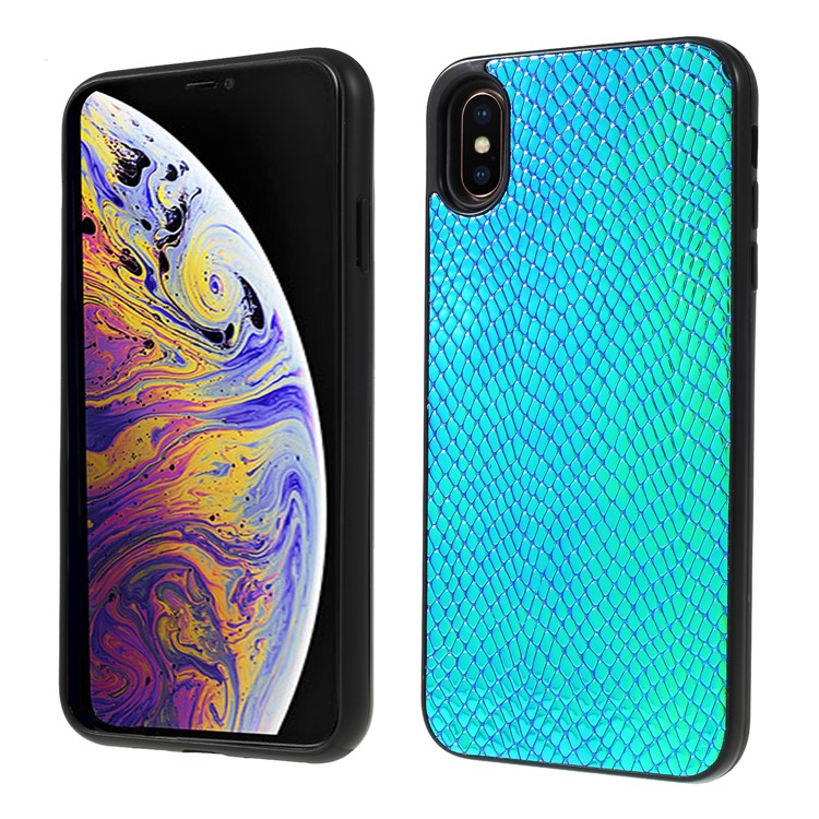 

Snake Texture PU Leather Coated TPU + PC Hybrid Case for iPhone XS Max 6.5 inch - Blue, iPhone XS Max