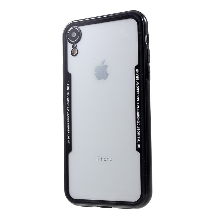 Clear Acrylic Back + Silicone Frame Hybrid Cover for iPhone XR 6.1 inch - Black-3