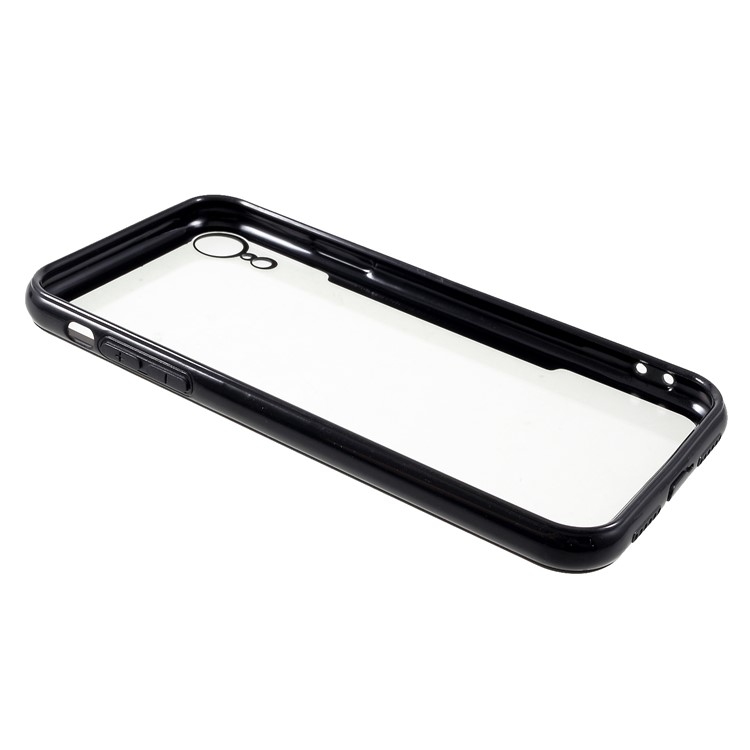 Clear Acrylic Back + Silicone Frame Hybrid Cover for iPhone XR 6.1 inch - Black-6