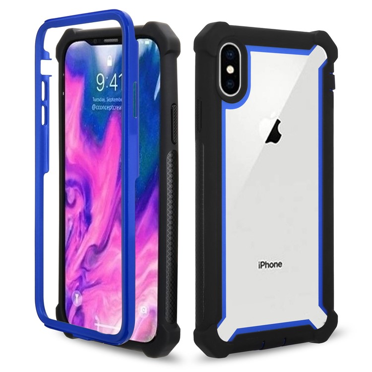 

Anti-drop PC and TPU Hybrid Accessory Case for iPhone XS - Blue/Black, iPhone Xs