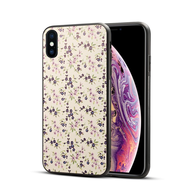 

Для Iphone XS 5.8-дюймовый Шаблон Печати PU Кожа Покрытием ПК ТПУ Гибридные Оболочки - Голубые Цветы, iPhone Xs